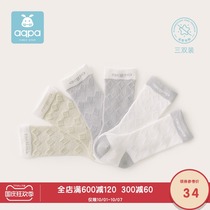 aqpa 3 pairs of baby high socks spring autumn and winter new cotton newborn children stockings baby socks