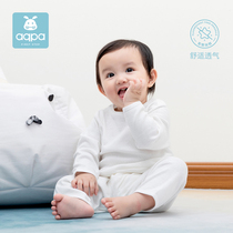 aqpa newborn baby underwear new cotton summer air conditioning clothing thin long sleeve pajamas summer baby spring and autumn set