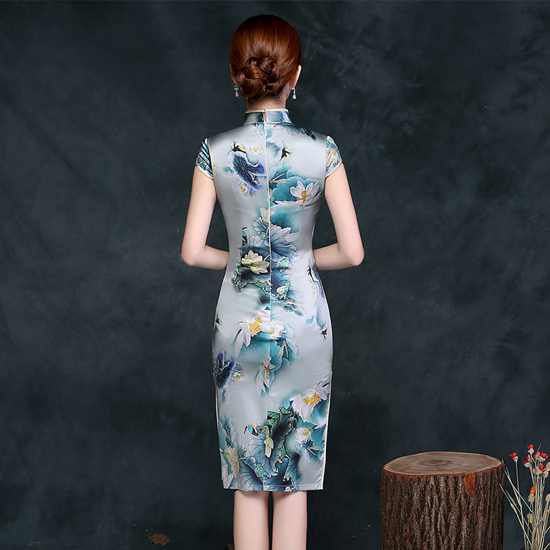 Short cheongsam, summer silk mini-skirt, season 2021, fitted Short cheongsam, summer silk mini-skirt, season 2021, fitted