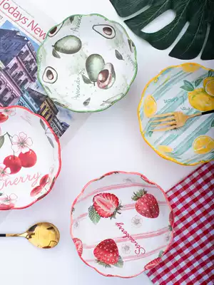 Nordic creative household ceramic flower bowl fruit salad bowl single cute Net red tableware eating bowl dessert bowl