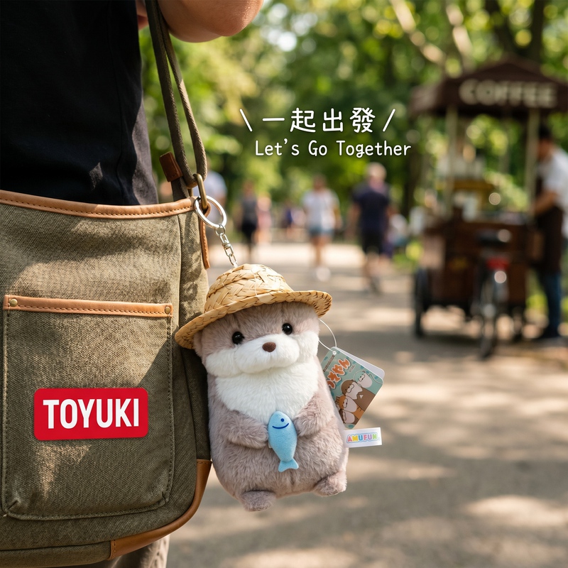 Toyuki Otter Holding Fish Amuse Fishing Gear Good Luck Pendant for Men Doll Anti-Fishless Gift