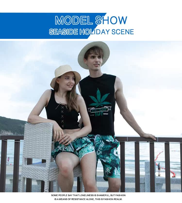 Mùa hè quần khô nhanh nam có thể đi biển đi nghỉ mát bên bờ biển cộng với size quần short tắm nước nóng cho nữ - Quần bãi biển 	quần đi biển gia đình