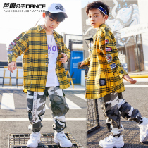 Childrens street dance suit hip-hop girl dance uniform loose practice wear autumn and winter camouflage pants jazz dance performance suit