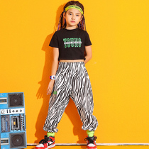 New little girl girl street dance jazz dance with vest shorts suit black jazz female trend hiphop