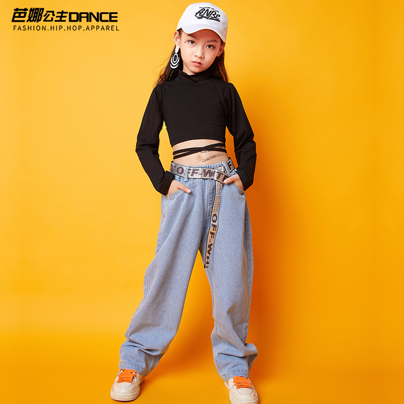 Children's hip-hop costumes suits show navel hip-hop catwalk costumes hiphop training costumes girls jazz dance costumes - Taobao