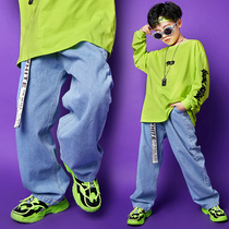 Boy Clothing Boy Pants Spring Autumn 2021 New Ocean Gas Street Dance Hip Hop Jeans Thin childrens autumn clothes wave