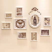  Creative photo wall European-style solid wood photo frame wall Living room sofa background photo wall Photo frame hanging wall Elizabeth]