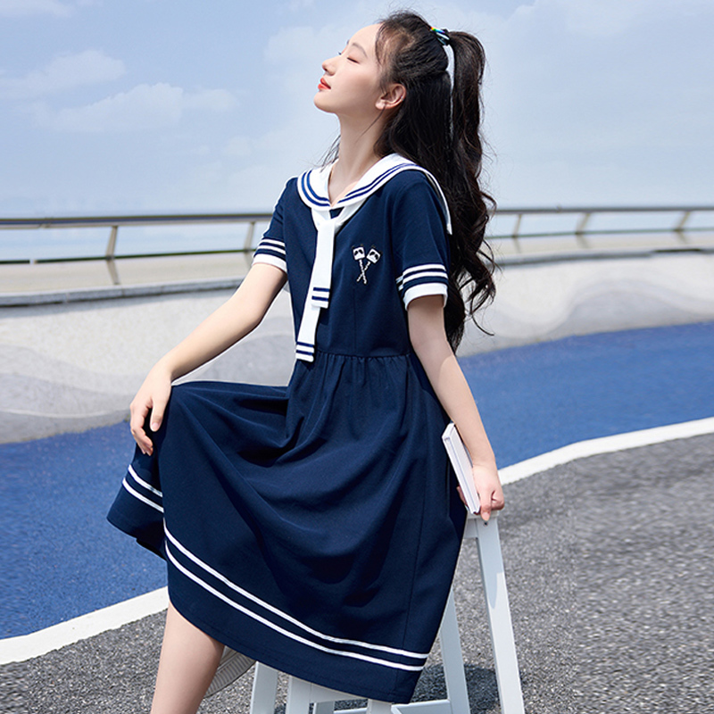 Junior High School Student Dress for Girls, Stylish Sailor Collar, 2026 New Style, Preppy Style, Teenage Girls' Summer Dress, Middle School Student Skirt