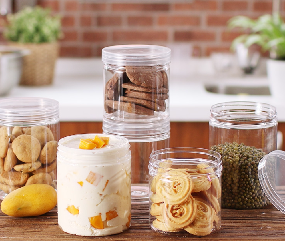 Transparent plastic biscuit jar round plastic milk date Cranberry Biscuits Barrel Refreshments Snowflake crisp