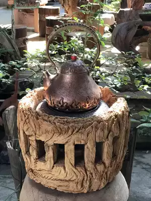 Yunnan old wood tea room with kung fu tea ceremony boiling water stove car wheel induction cooker cooking Teahouse (excluding teapot)