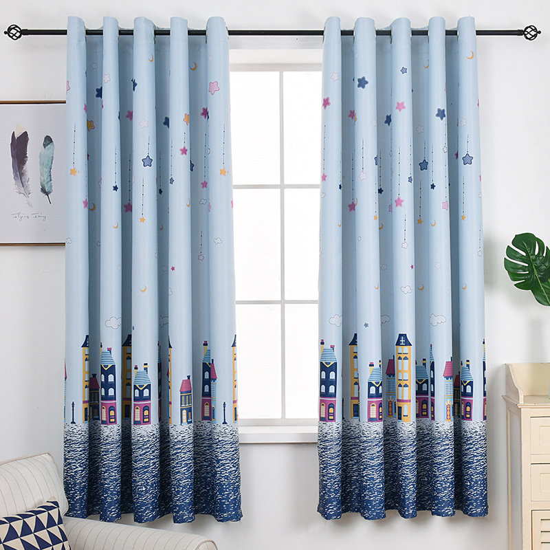 Curtain Finished Product Brief Modern Cartoon Small Curtains Short Door Curtain Half-Curtain Dorm Room Rental Room Floating Window Bedroom Shading Fabric