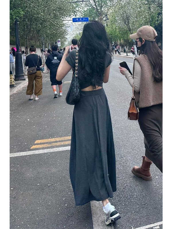 Stylish and Alluring Slim-Fit Backless Dress for Women, Summer Ankle-Length Dress with Exposed Waist, Casual Wear for Tall Women