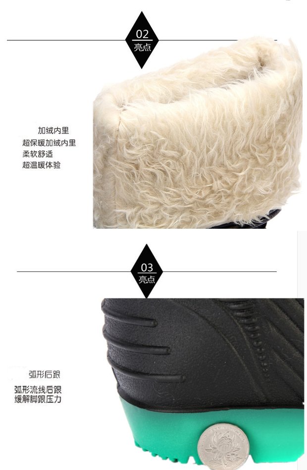 Giày cotton mùa đông cho nam mưa ống ủng ấm áp cộng với giày nhung nước cao su ủng cao su ống chống trượt cao su ủng cao su dép đi mưa nam
