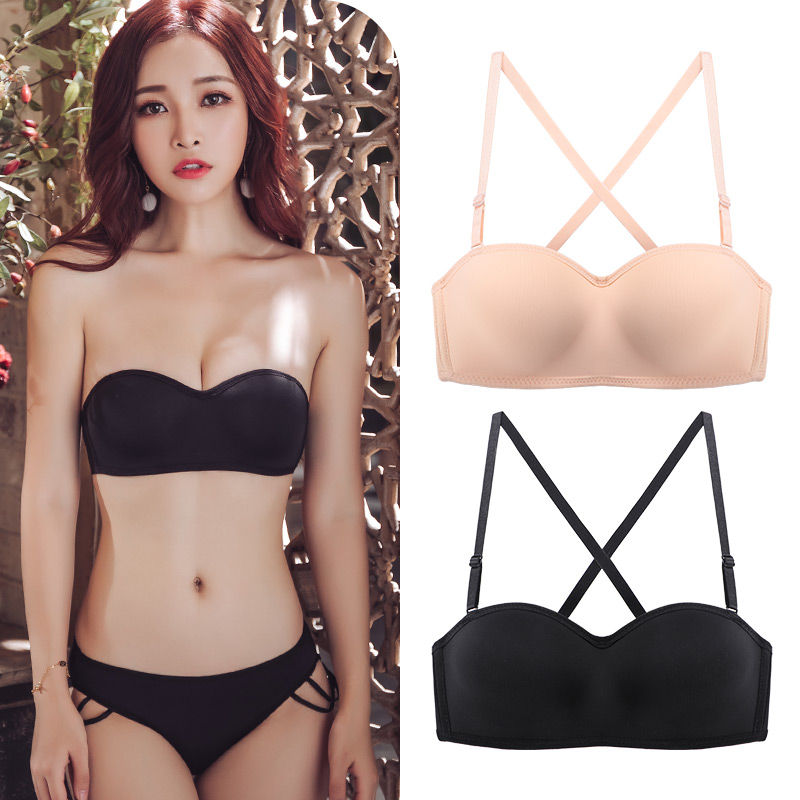 đồ lót quây womens mỏng chống trượt thép miễn thu thập sexy lau ngực ngực vô hình ngực lớn hiển thị dán áo ngực nhỏ.