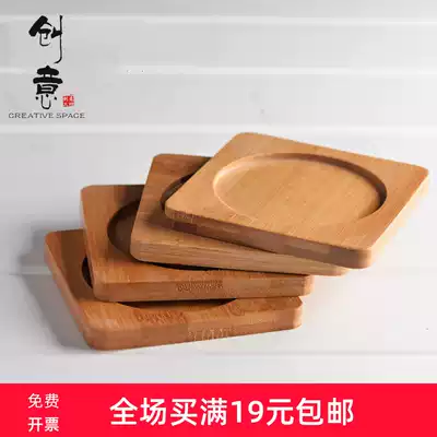 Moss micro-landscape ecological bottle special coaster Natural bamboo and wood handmade with bottle square base