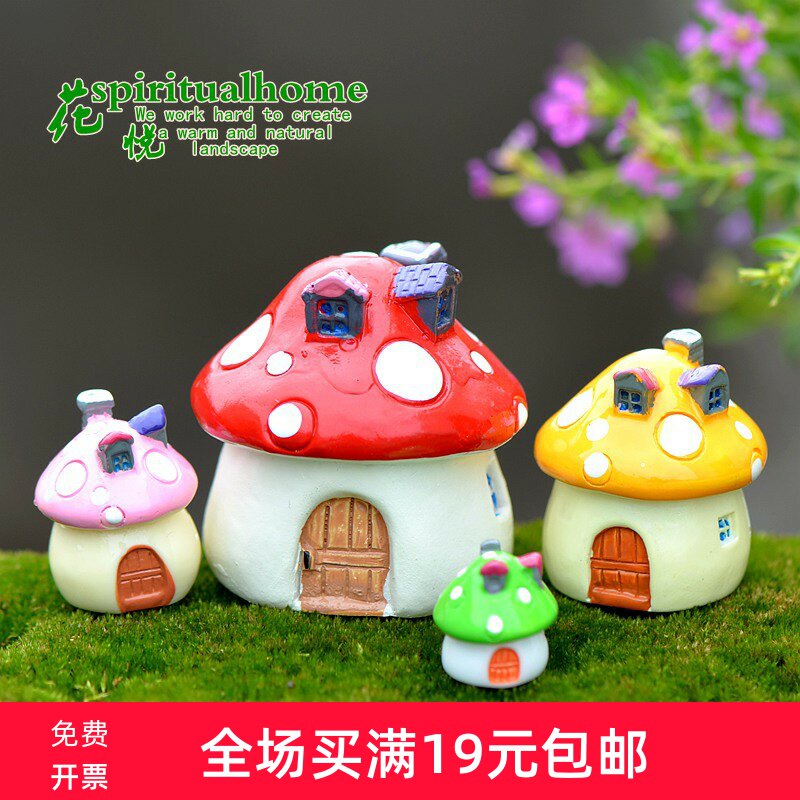 Moss microscape small pendulum piece Zakka Mediterranean style Mushroom House Castle Built with ornaments