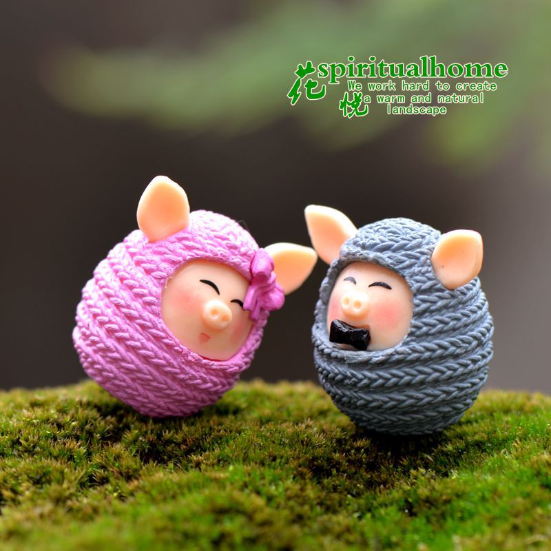Couple pig piglet wool pig doll toy ornaments moss micro landscape meat ornaments material accessories