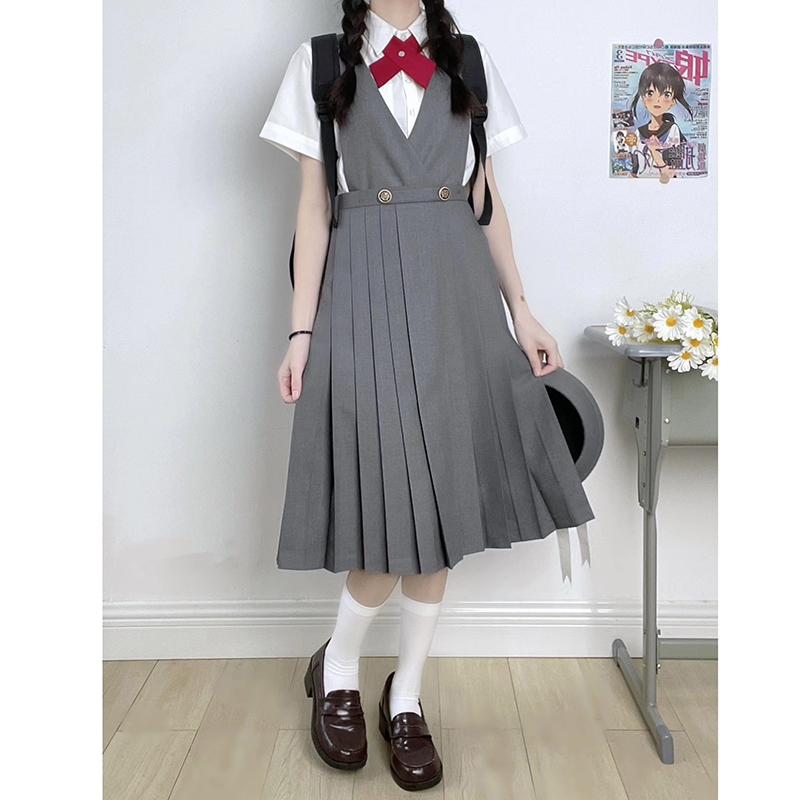 Orthodox JK uniform suit milk skirt student wear vest pleated skirt Japanese college style suit dress is thin