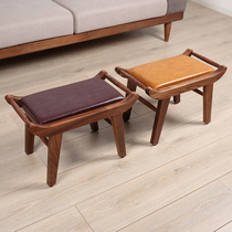 Light extravagant solid wood short stool small changing shoes stool with shoes stool Ma saddles small tea stool leather footstool small leather stool modern minima
