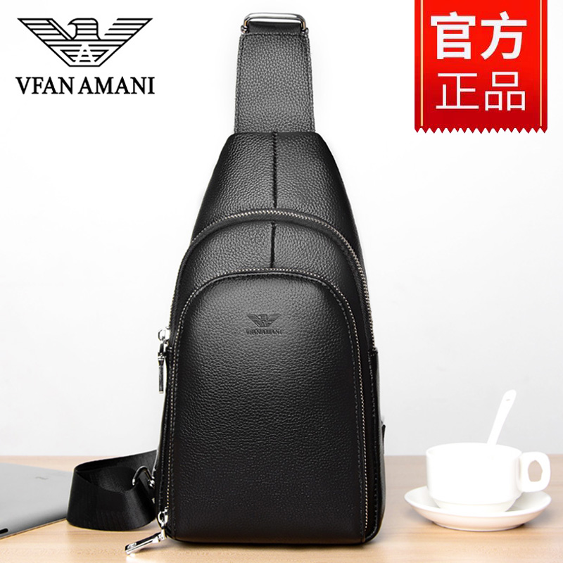 Chest Bag Men Genuine Leather Multifunction Casual Men Youth Head Layer Bull Leather Chest front small Shoulder Bag Single Shoulder Diagonal Satchel Boomer