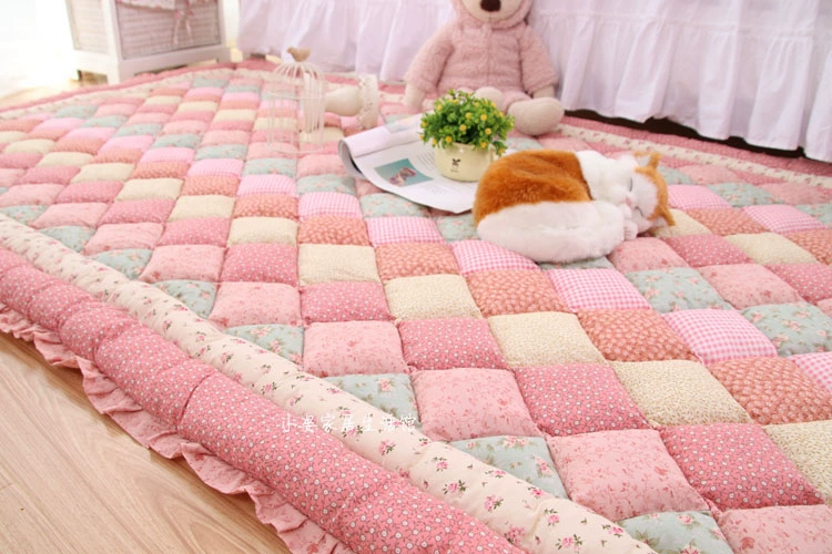 Mục vụ Hàn Quốc bun bun mat phòng ngủ Thảm chống trượt dày bé chống rơi chăn bò dọc theo thảm có thể được giặt bằng máy - Thảm sàn