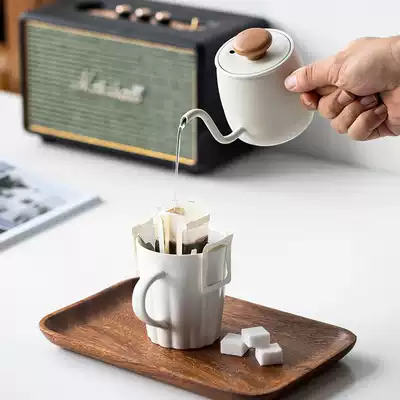 Japanese small Q coffee hand punch pot fine mouth pot stainless steel filter mesh ear hanging coffee powder brewing pot