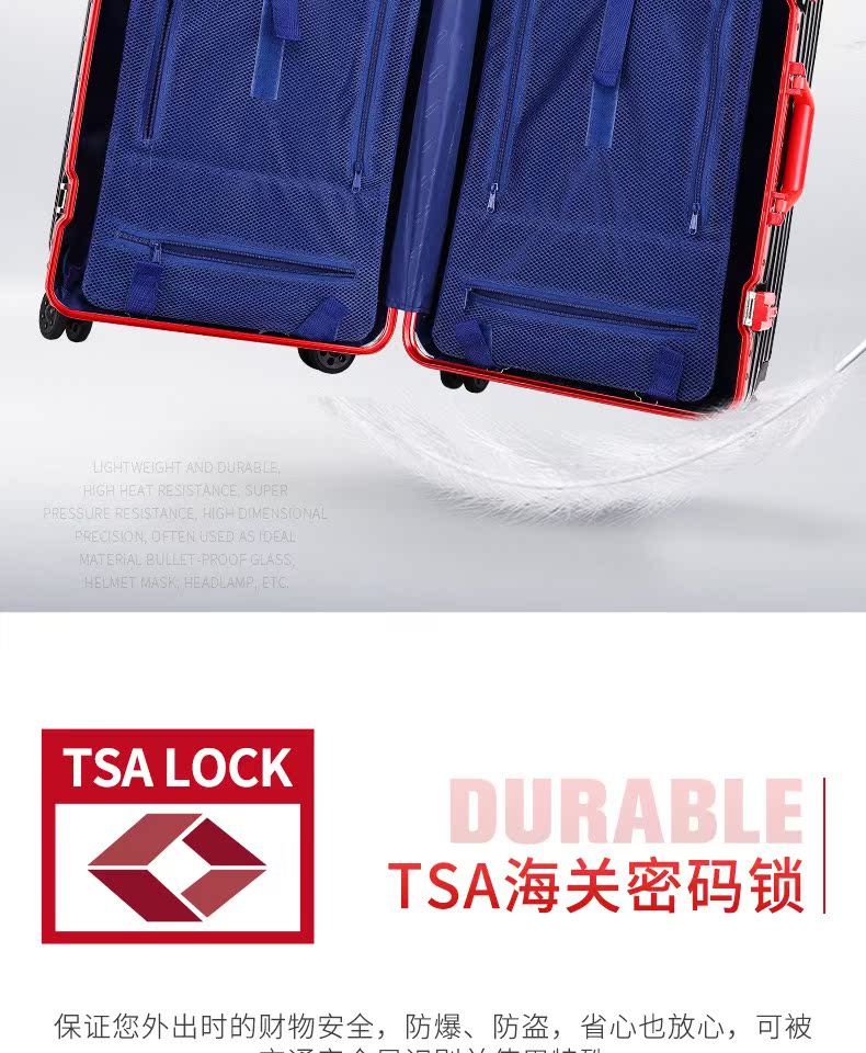 EDDAS32 inch dung lượng lớn mật khẩu xe đẩy trường hợp siêu nhẹ in lưới màu đỏ vali 28 vali nữ 30 inch nam - Va li vali kéo du lịch