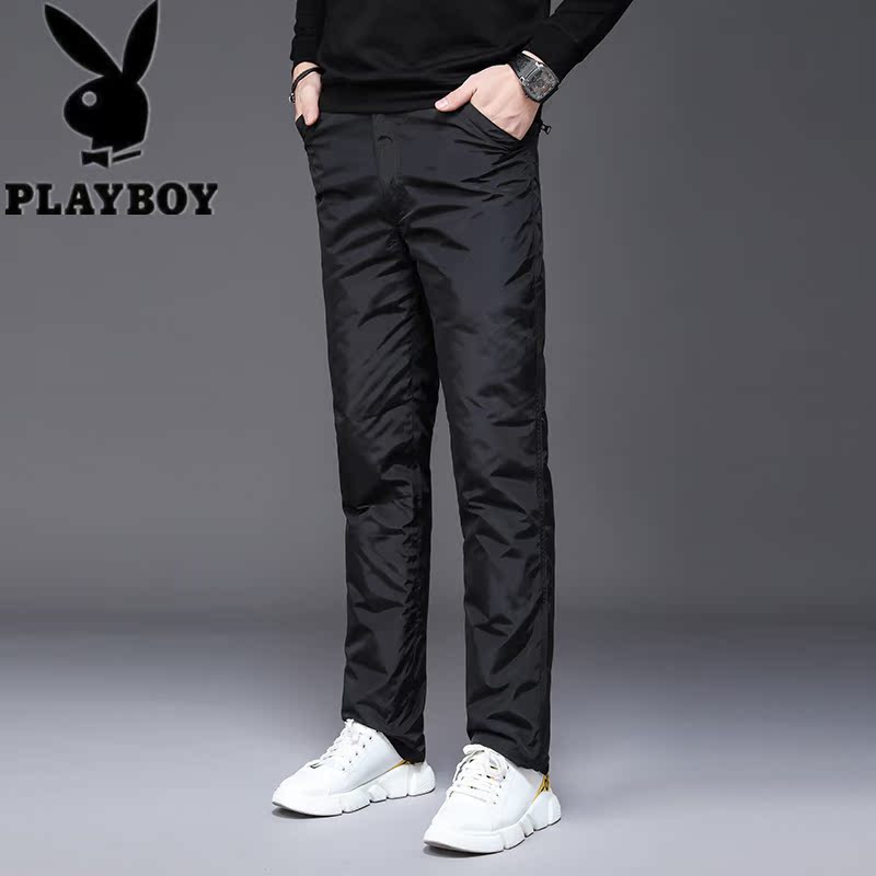 Playboy xuống quần đàn ông mặc mùa đông lỏng ngoài trời nam ấm trẻ dày trắng nhung vịt quần cotton