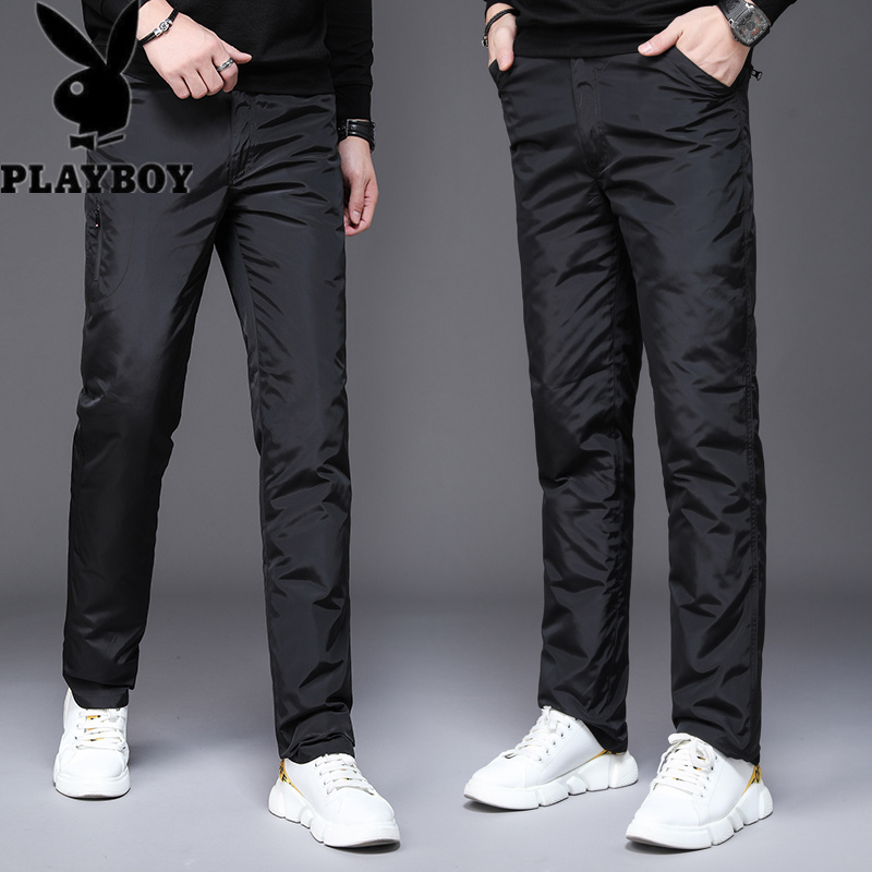 Playboy xuống quần đàn ông mặc mùa đông lỏng ngoài trời nam ấm trẻ dày trắng nhung vịt quần cotton