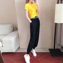 Summer Leisure set women 2021 new summer Net red sports fashion foreign air navel trend slim two-piece set