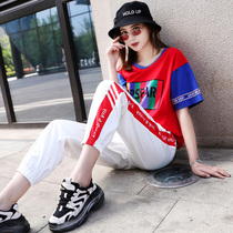 Square Dance Set Female 2021 Spring and Summer New Korean Leisure Sports Fashion Loose Dance Ghost Dance Performance Clothes