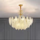 All-Copper French Mid-Century American Retro Living Room Chandelier, Cream Princess Room Light Luxury Crystal Creative Feather Master Bedroom Lamp