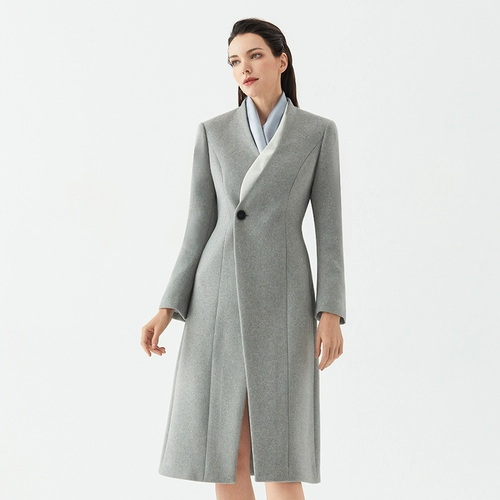 Кашемировое рабочое длинное демисезонное элитное шерстяное пальто, средней длины, увеличенная толщина