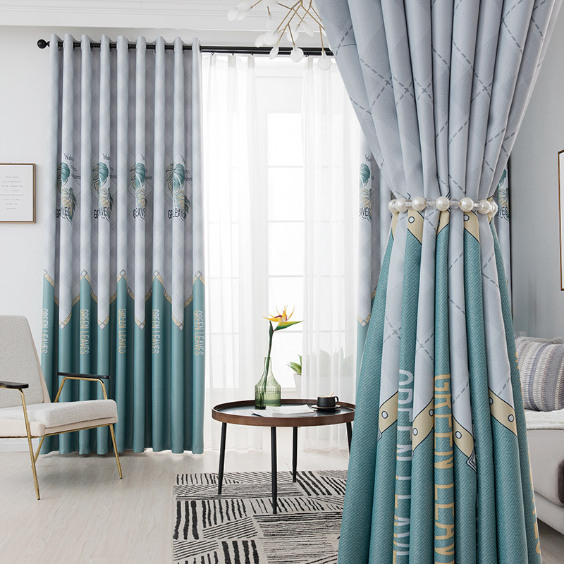 2020 new finished curtains Living room bedroom Pastoral small fresh balcony Floor-to-ceiling bay window full blackout curtain fabric