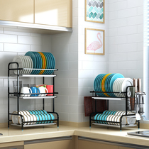 304 stainless steel kitchen dish rack washing dishes and chopsticks drying dish bowl rack storage box storage rack countertop