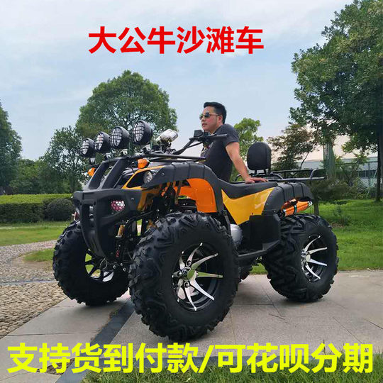 全地形四轮越野摩托车大小公牛沙滩车四驱万向轴传动双人汽油电动