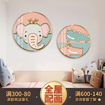 Childrens room round bedroom decoration painting modern cute cartoon boy girl room hanging painting simple bedside mural