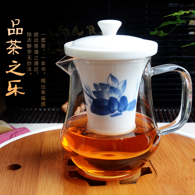 Red flower pot kung fu tea set the blowout heat - resistant glass ceramic tank filter tea cups of tea