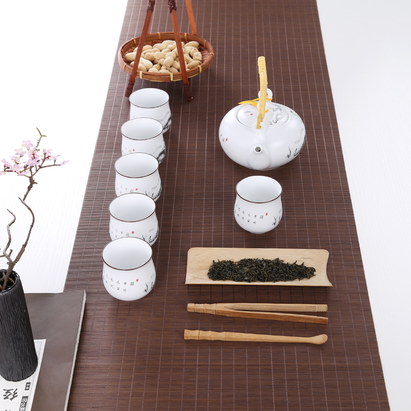 Kung fu tea set suit ceramics 7 head home with girder pot of tea set suit cup teapot big pot of CPU