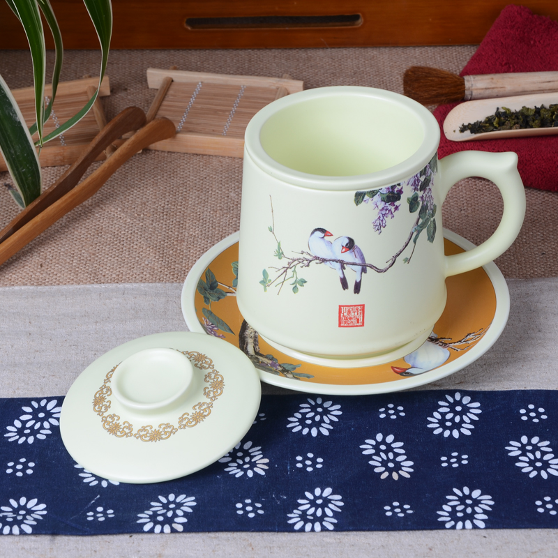Xiang feng ceramic cups with cover filter cup office creative cup tea pot set