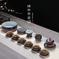 Ceramic Kung Fu tea set Change kiln Tea set Teapot cover bowl Tea cup gift set Tea set Tea can