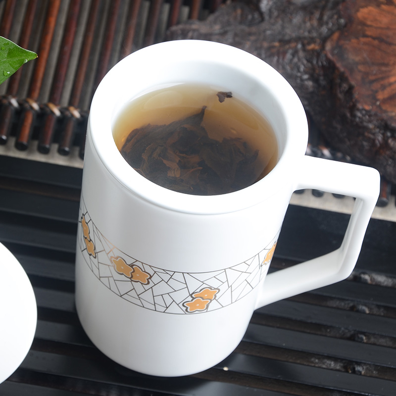 Xiang feng ceramic keller cup with cover large capacity water glass office contracted coffee cup cup filter