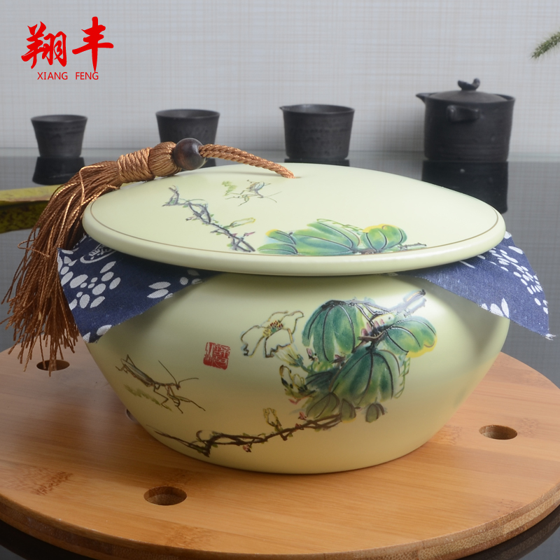 Xiang feng caddy fixings ceramic checking coarse pottery tea pot seal piggy bank boutique tea tea set