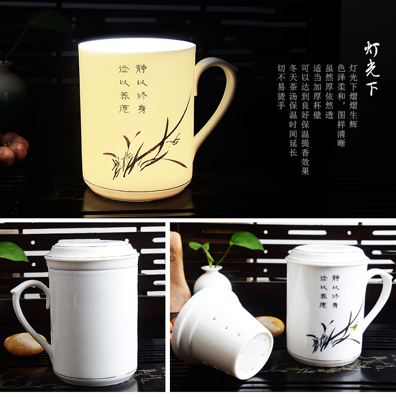 Xiang feng household ceramic cups with cover filter office tea tea cup high - capacity scented tea cups of water glass