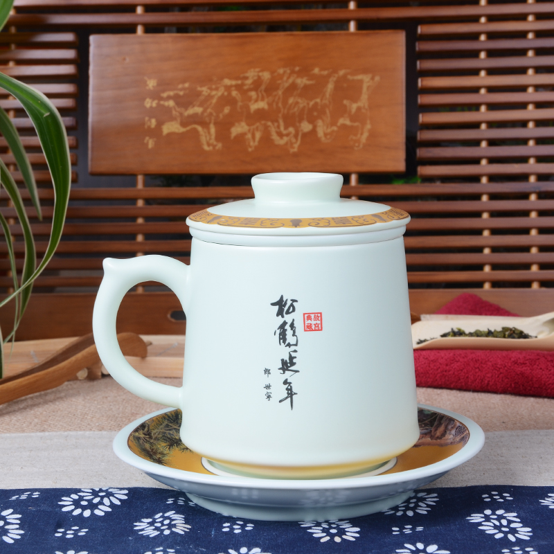 Xiang feng hand - made personal cup four - piece flower tea cup ceramic filter with cover glass office meeting