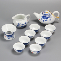 Xiangfeng Ceramic Gongfu tea set Snowflake tea set Blue and white porcelain teapot cover bowl Tea set in a teacup