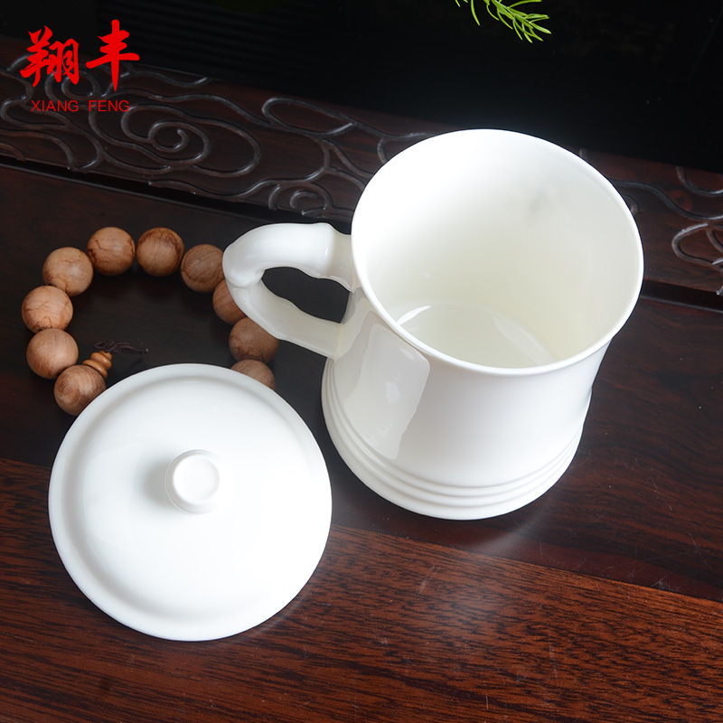 Ceramic keller cups with cover glass cups office cup China custom hotel conference room tea cup