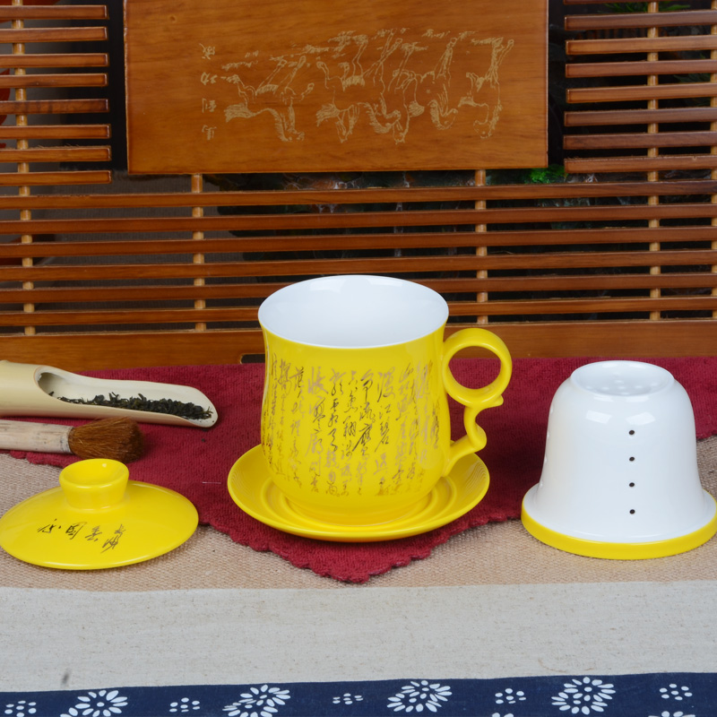 Xiang feng ceramic cups with cover ceramic filter cup ceramic tea cup with cover glass cup boss