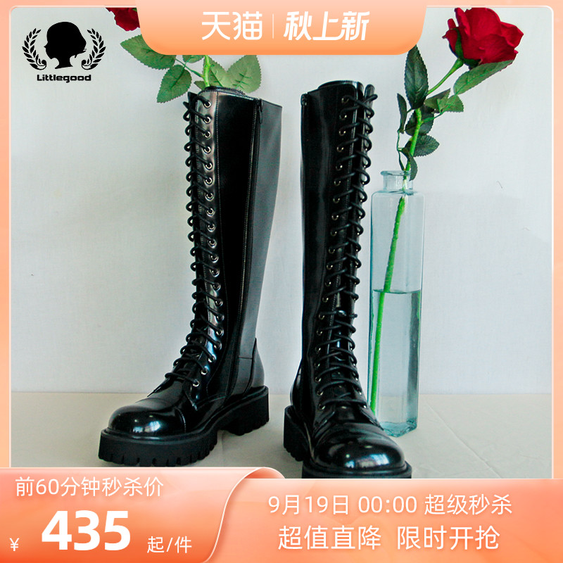 littlegood British riding boots women's 2021 autumn and winter new high-barrel Martin boots are thin motorcycle boots over the knee boots