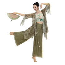 Fubo classical dance costumes fairy-like and elegant gauze mid-length practice costumes with Chinese style tops on top